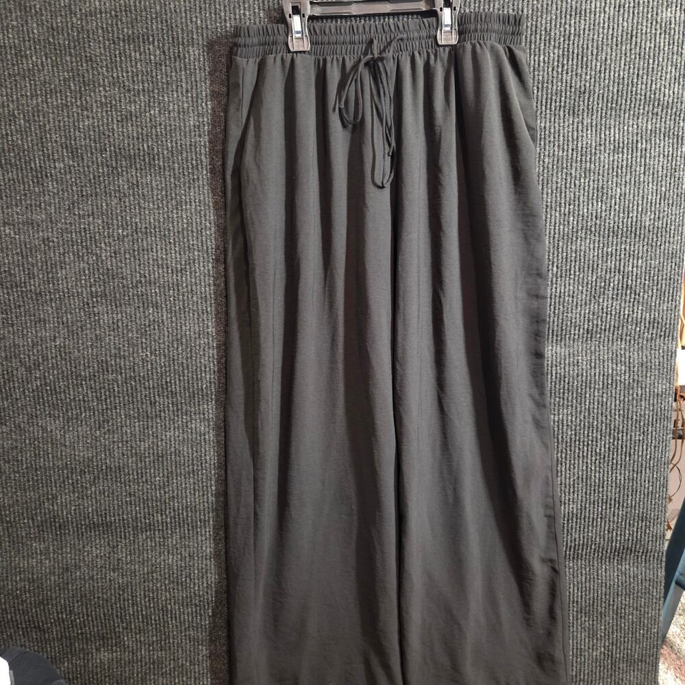 Leith Black Wide Leg Pants Womens XL Elastic Drawstring Lightweight Trousers